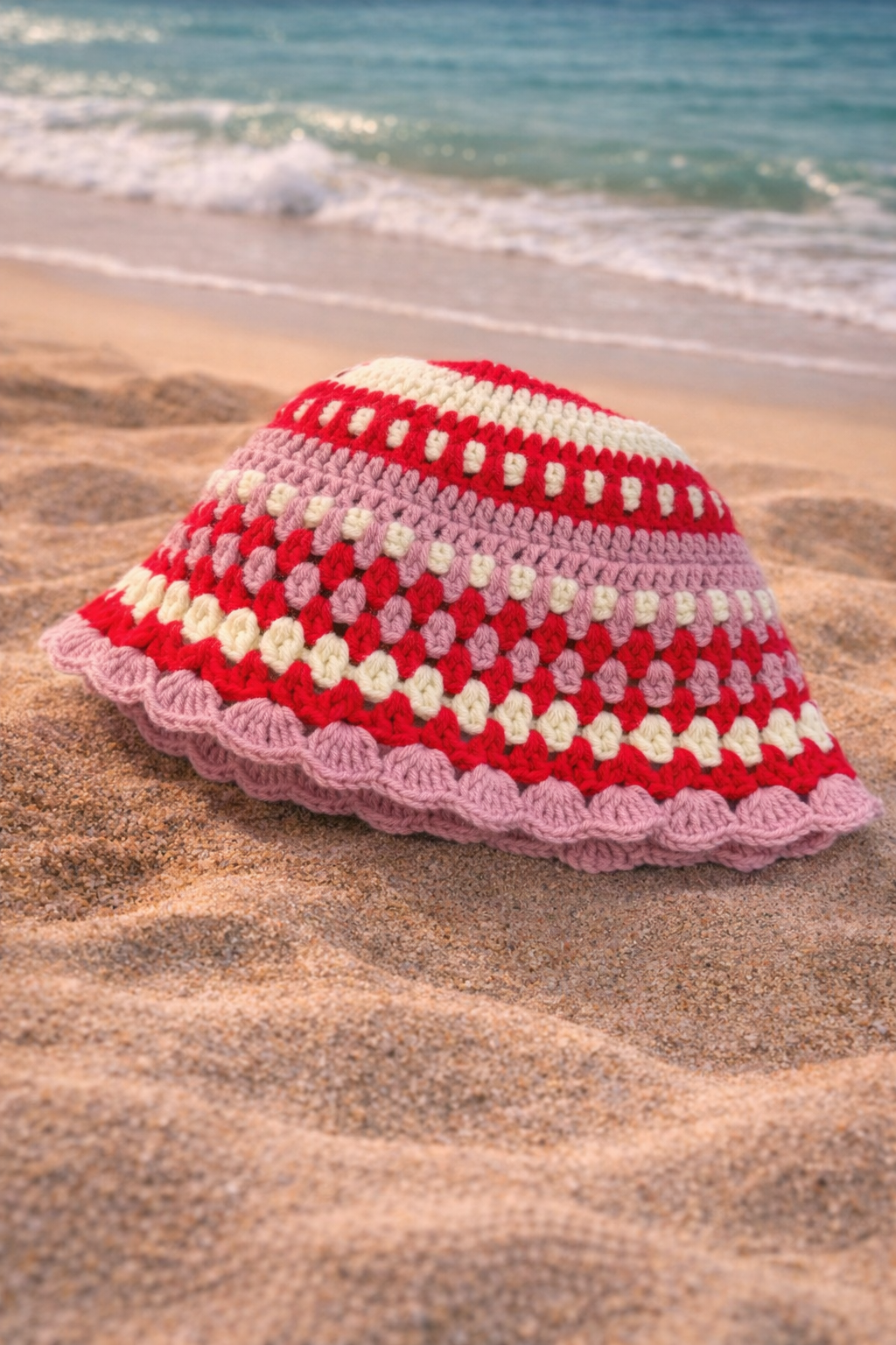 Crochet Stripe Bucket Hat