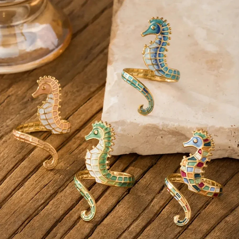 Seahorse Enamel Ring