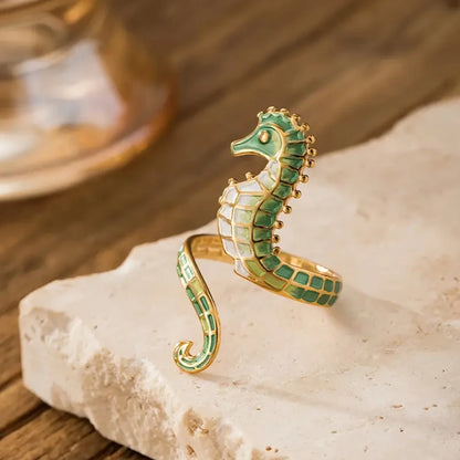 Seahorse Enamel Ring