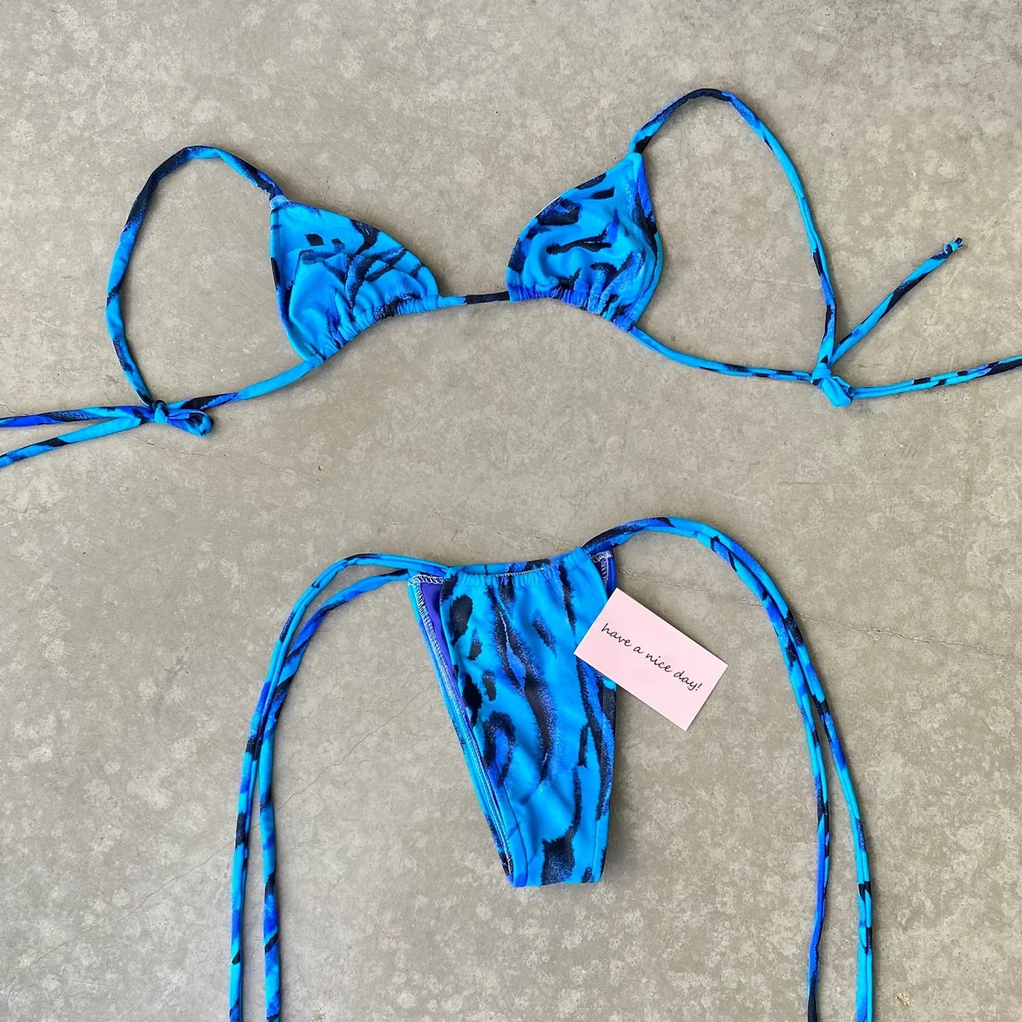 Tropical Print Halter Bikini Set