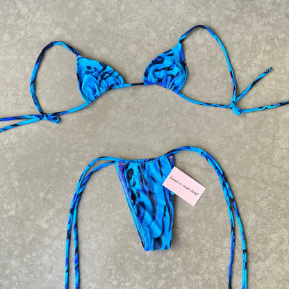 Tropical Print Halter Bikini Set