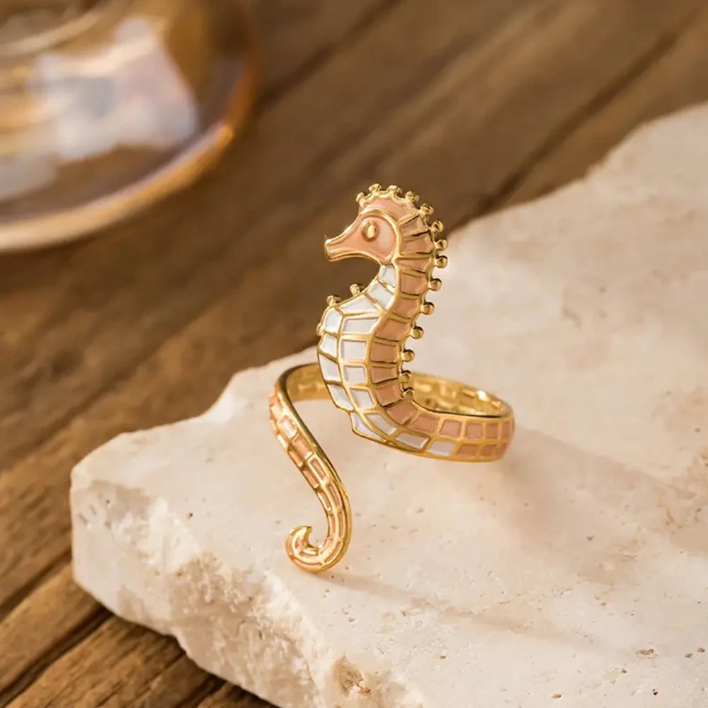 Seahorse Enamel Ring