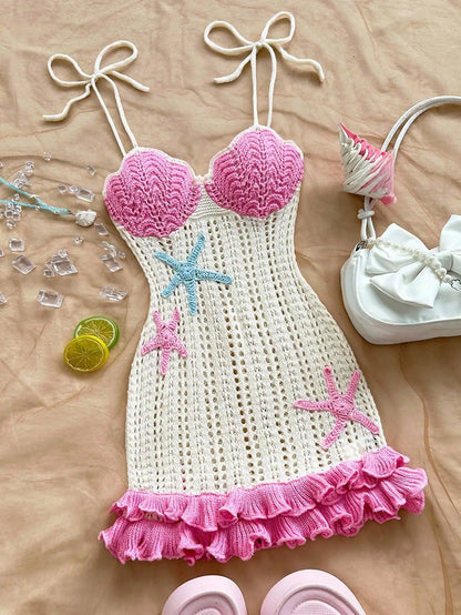 Starfish Crochet Halter Dress