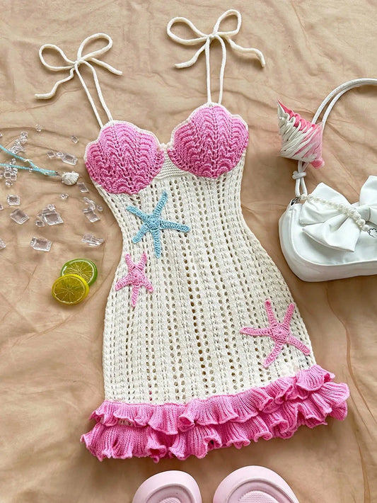 Starfish Crochet Halter Dress