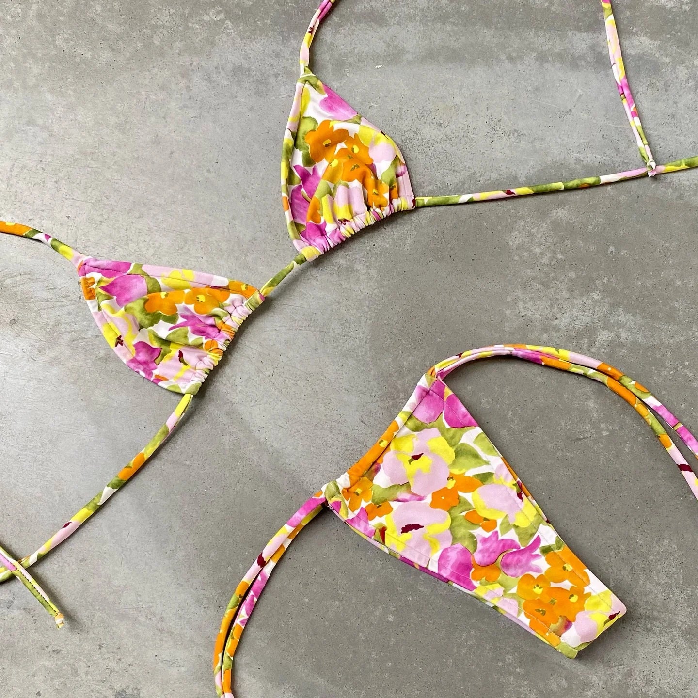 Tropical Print Halter Bikini Set
