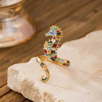 Seahorse Enamel Ring