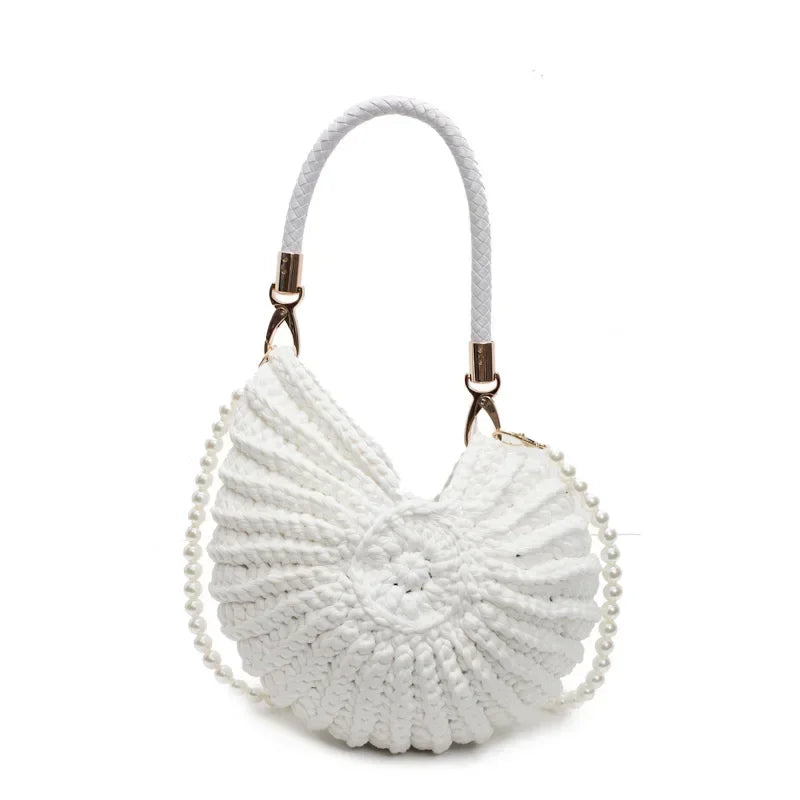 Crochet Knit Conch Shell Beach Bag