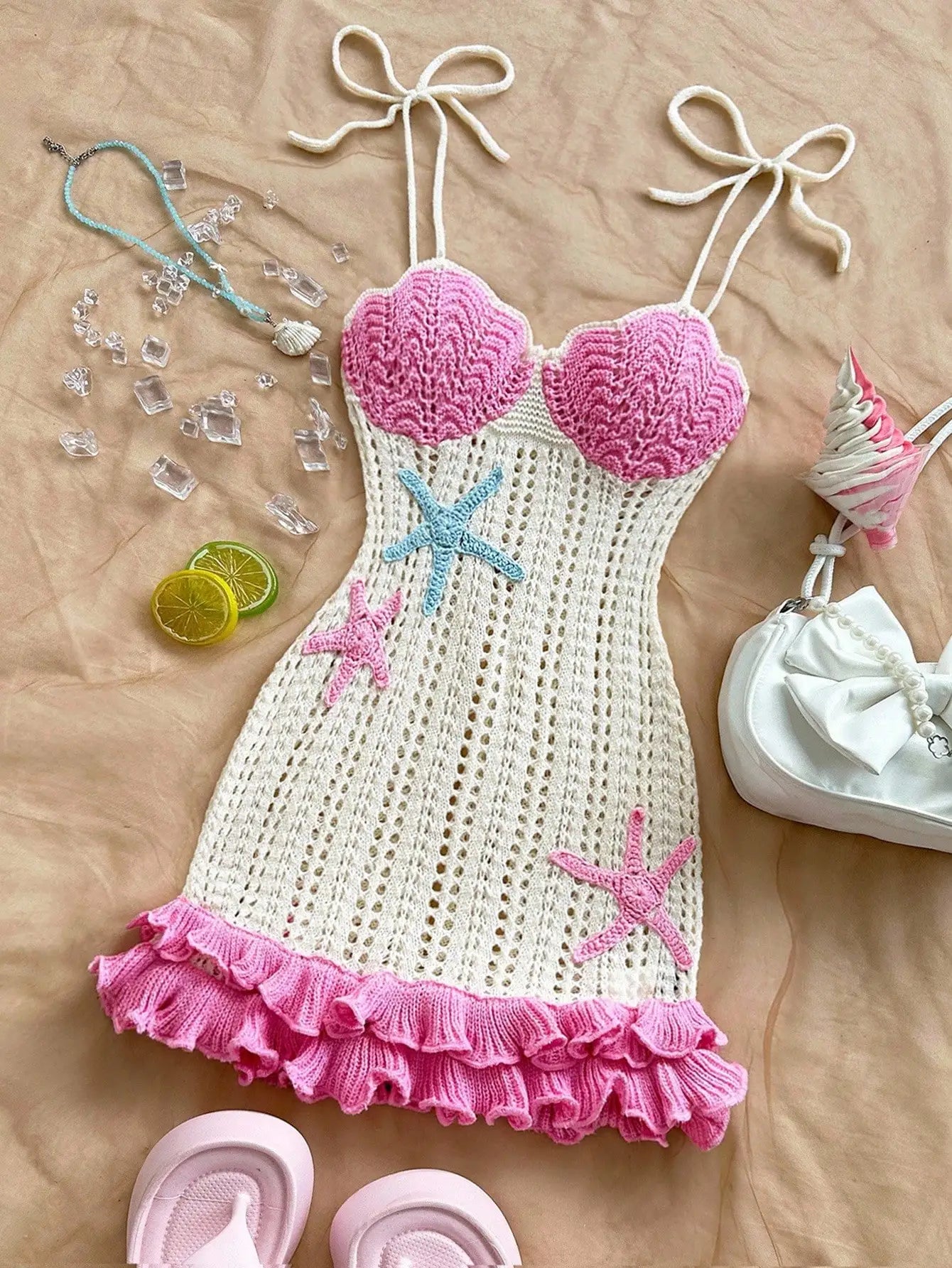 Starfish Crochet Halter Dress