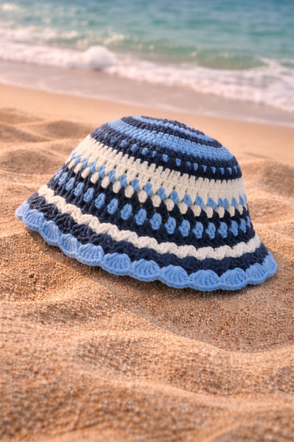 Crochet Stripe Bucket Hat