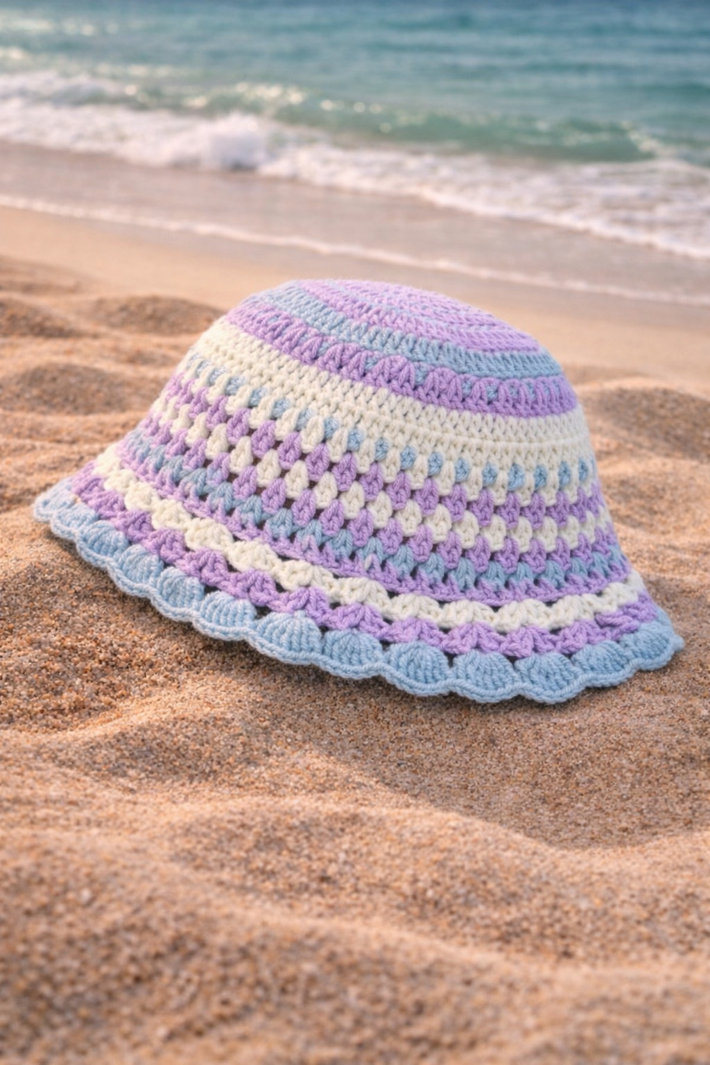 Crochet Stripe Bucket Hat